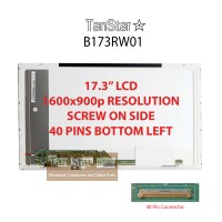  17.3" Laptop LCD Screen 1600x900p Screw on Side 40 pins Bottom Left B173RW01
